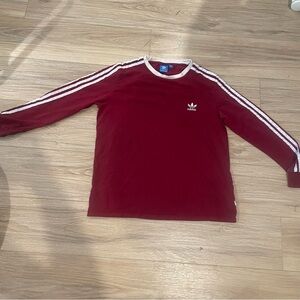 Adidas Burgundy Long Sleeve Top with White Accents